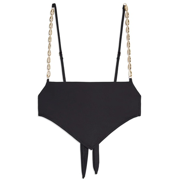 WeWoreWhat Black Bandana Top with Gold Shell Straps Size XS (NWT) - Picture 5 of 15